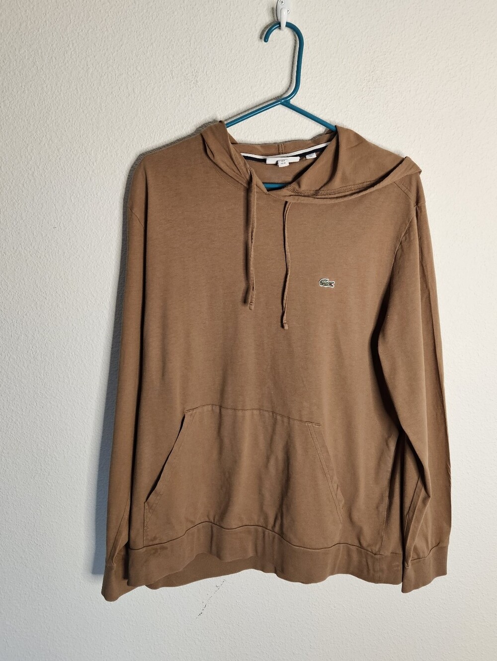 Lacoste Hoodie Brown Knit 100% Cotton Pockets Regular Fit XL